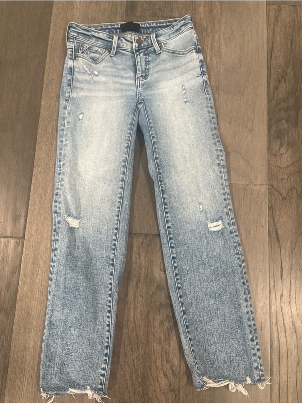 Buckle Light Blue Straight Leg Distressed Jeans